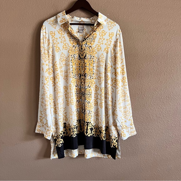 Chico’s Placed Scroll-Print Tunic Top Size 3 or XL - Picture 2 of 12